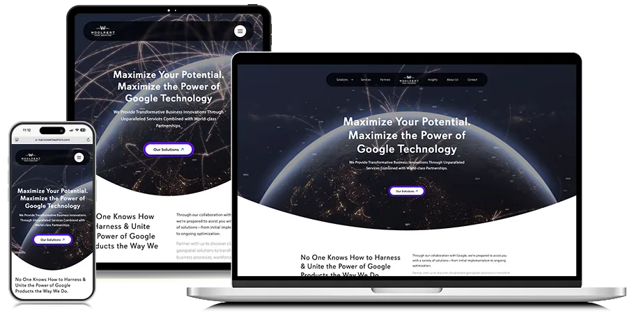 Woolpert Digital Innovations responsive design on laptop, tablet, and phone