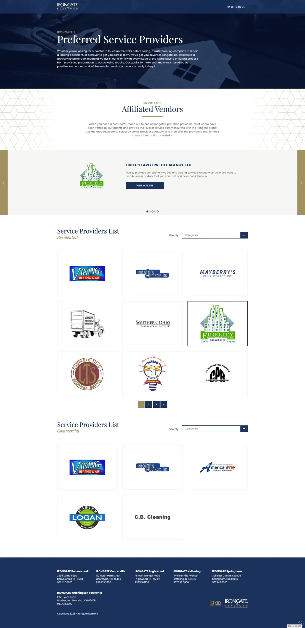 Iron Gate Realtors full website view of the homepage