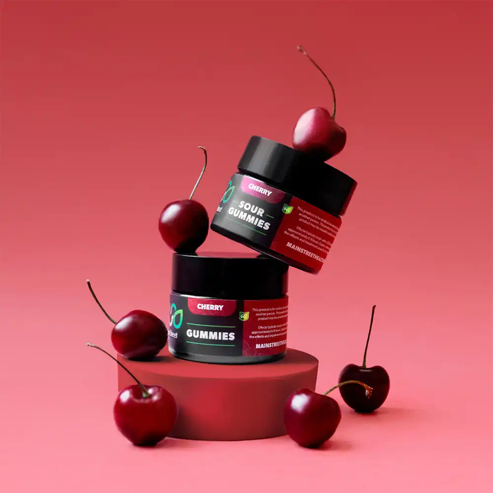 Main Street Health cherry gummies packaging design