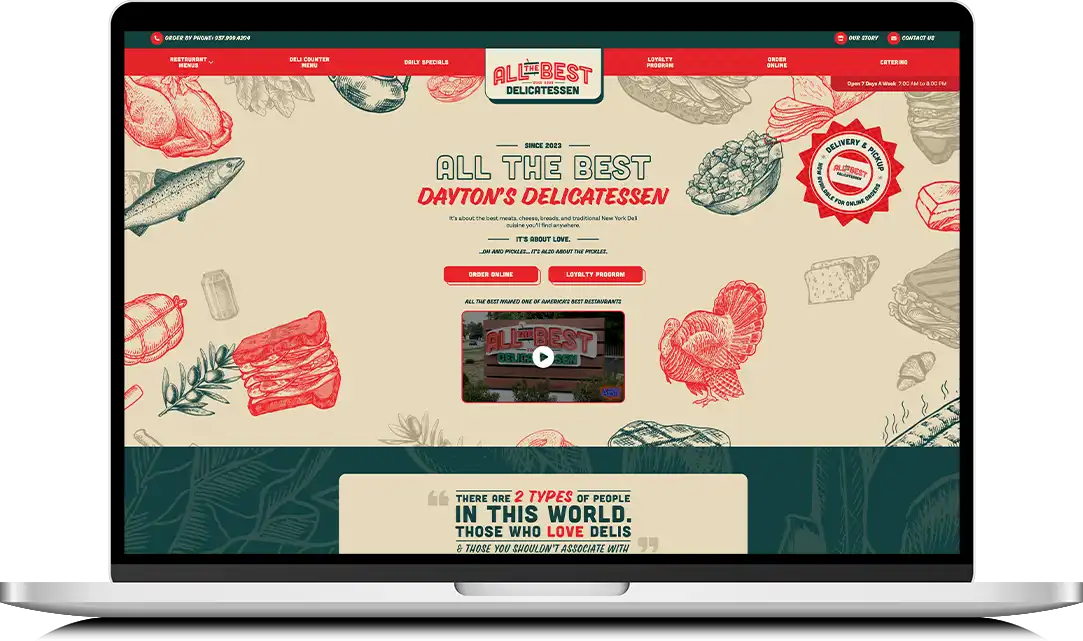 laptop view of All the Best Deli website