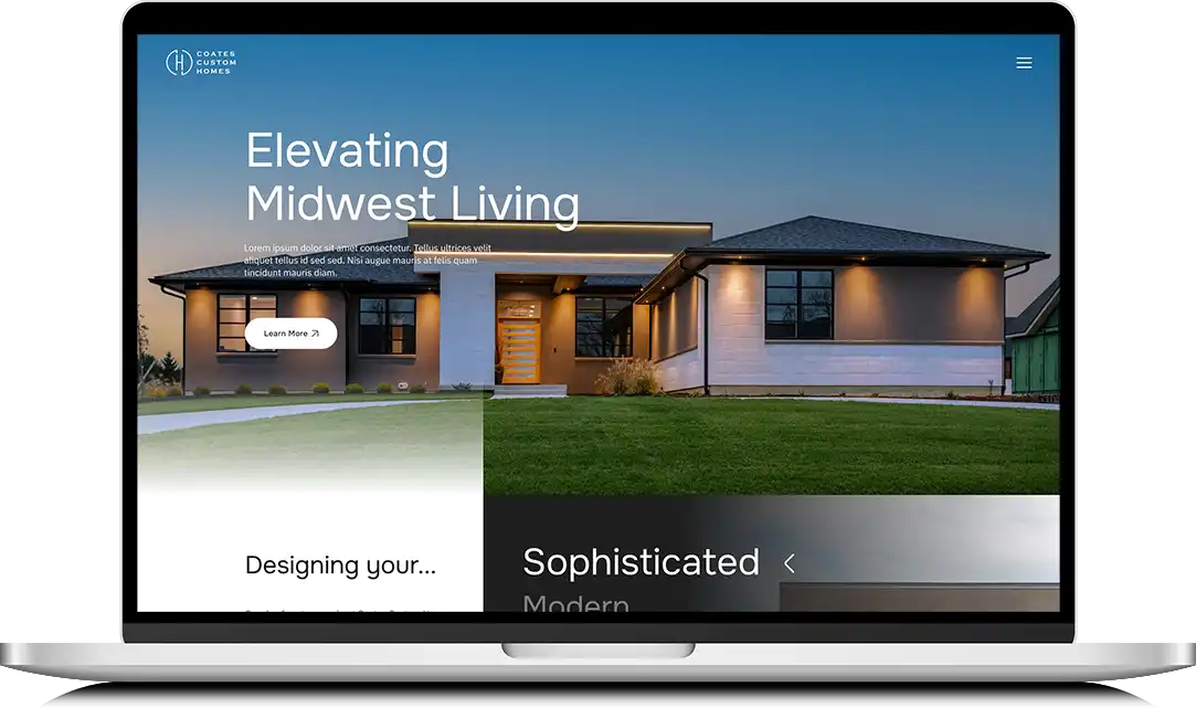 laptop view of Coates Custom Homes website