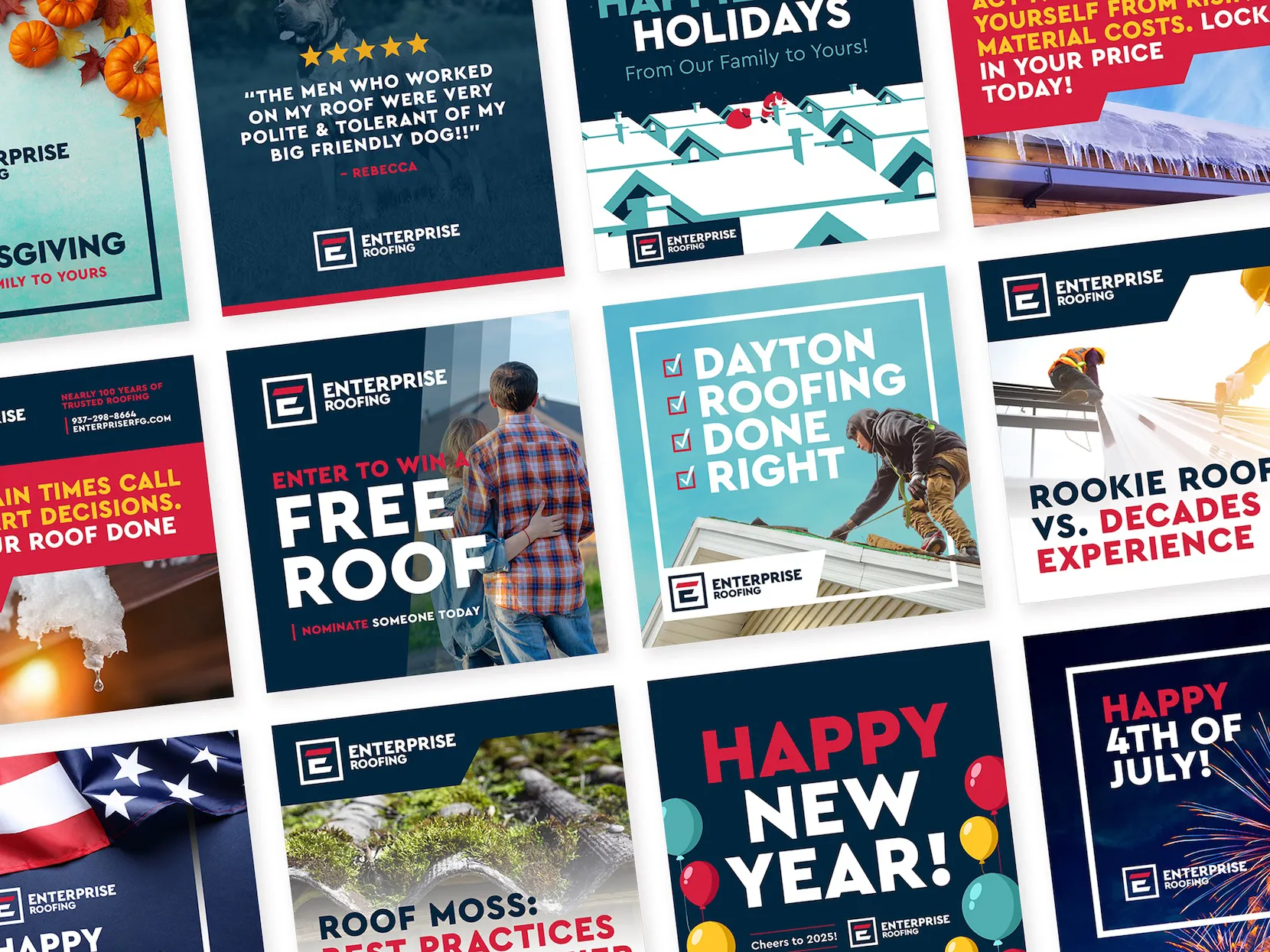 Enterprise Roofing social media graphic designs