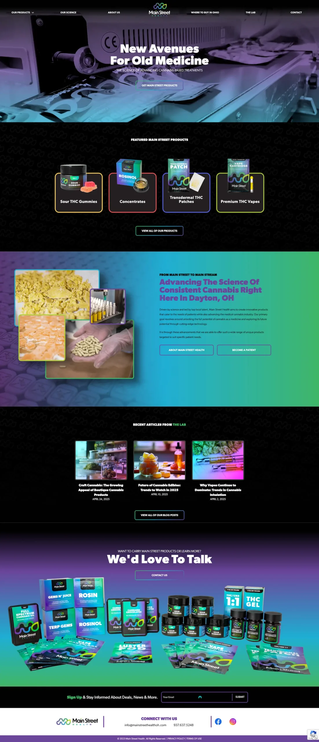 Main Street Health full website view of the homepage