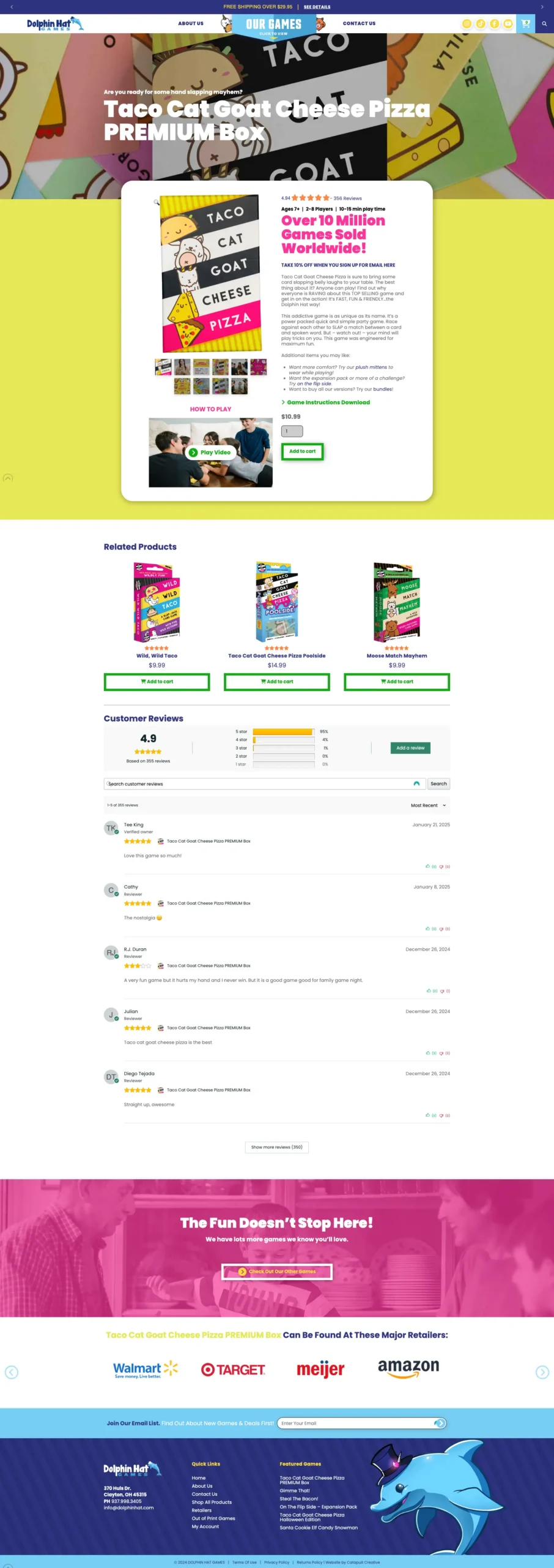 Dolphin Hat Games full website view of the homepage