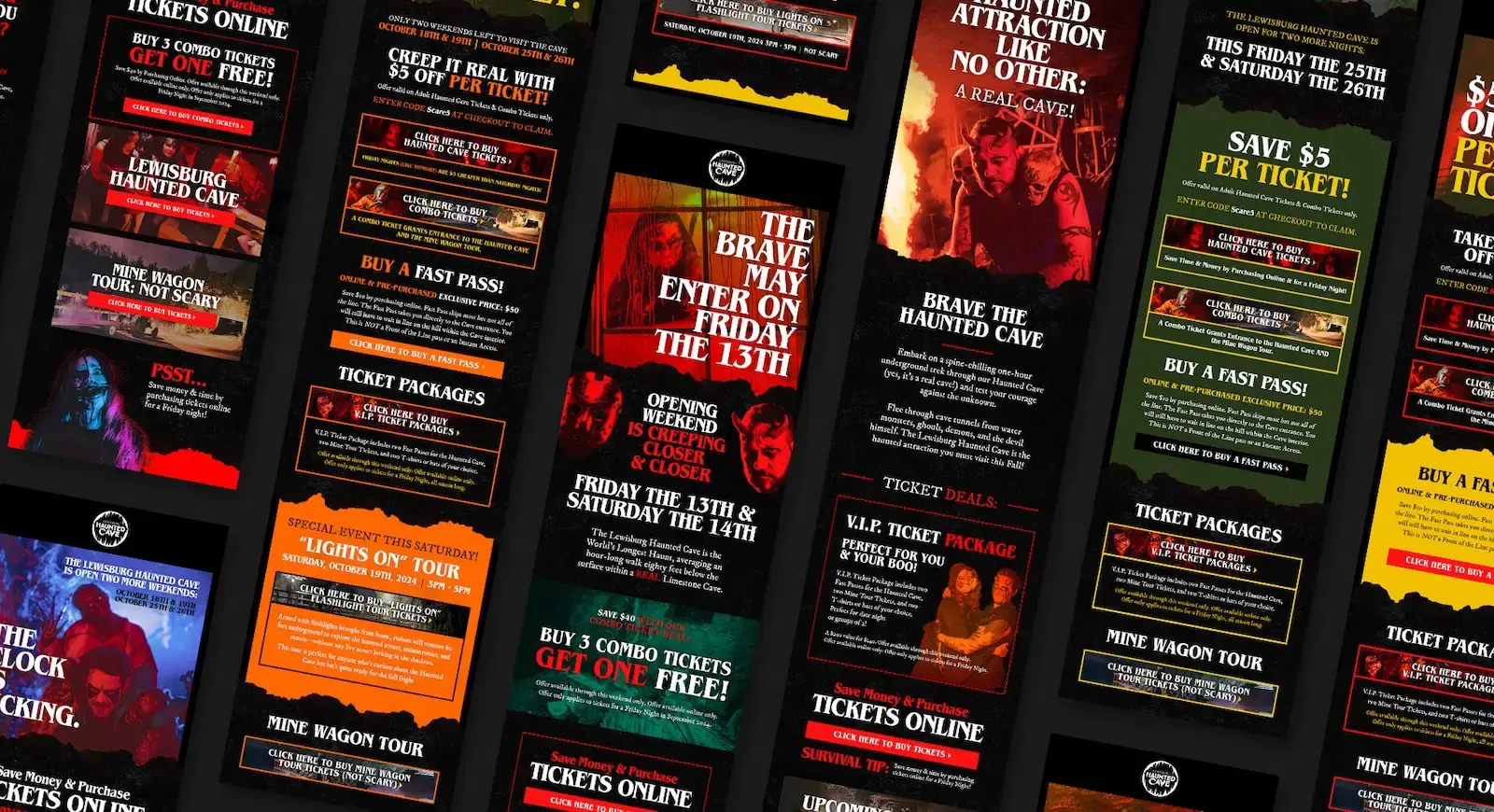 Lewisburg Haunted Cave email marketing designs