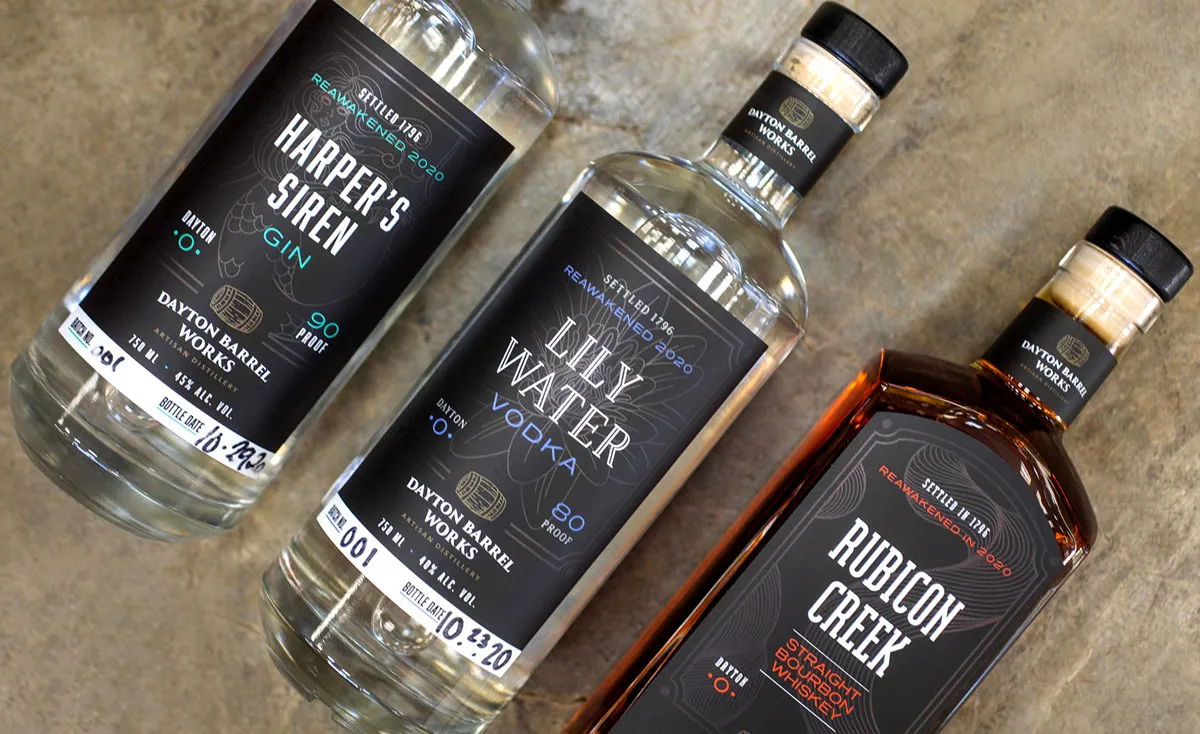Dayton Barrel Works alcohol bottle designs