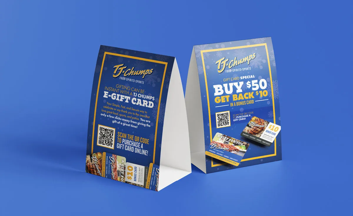 TJ Chumps table tent designs