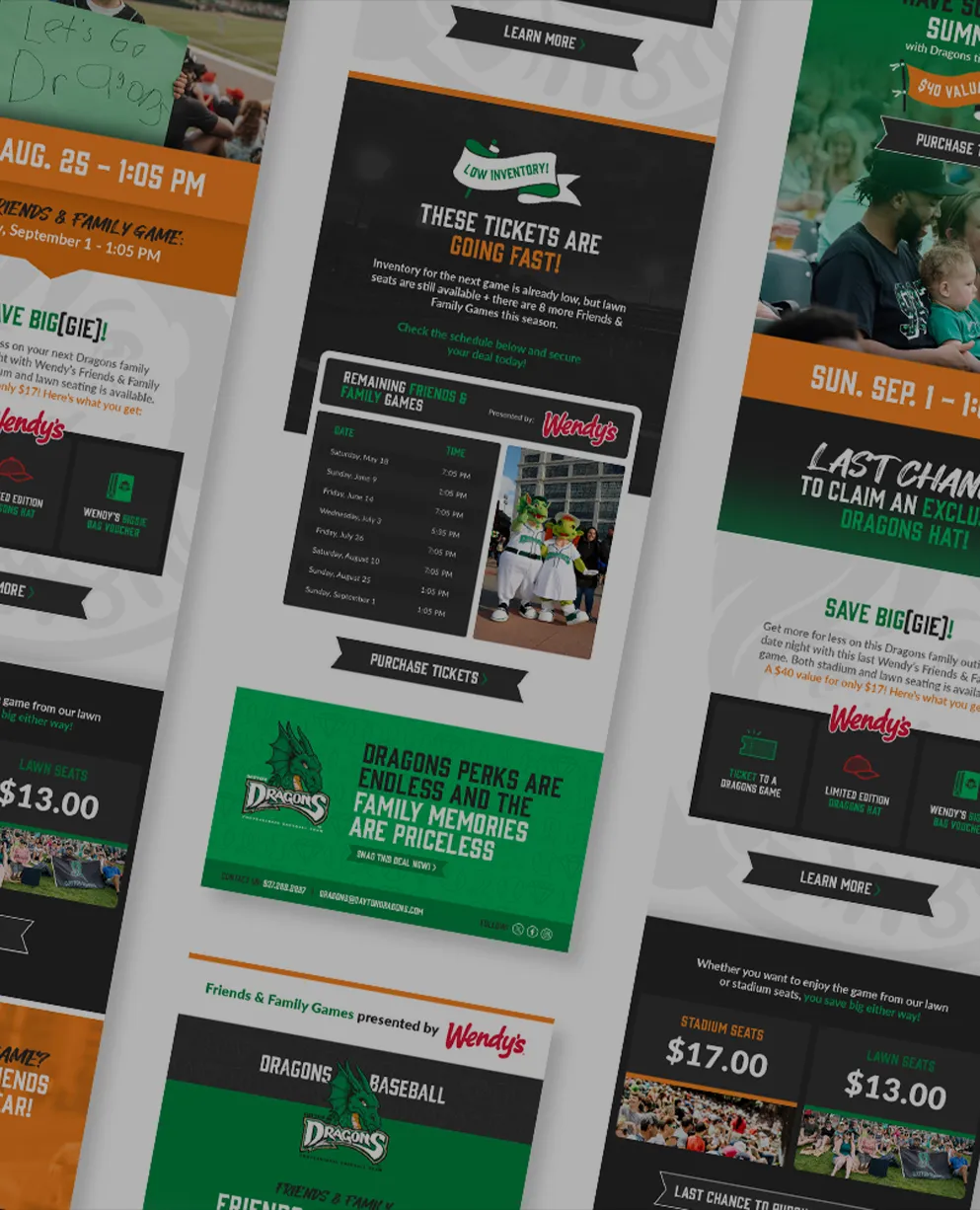 Dayton Dragons social email designs