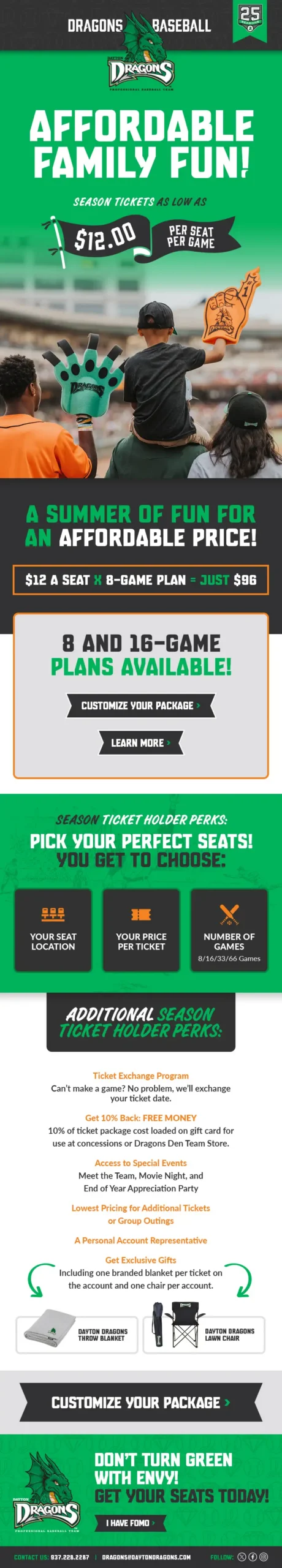 Dragons baseball email design