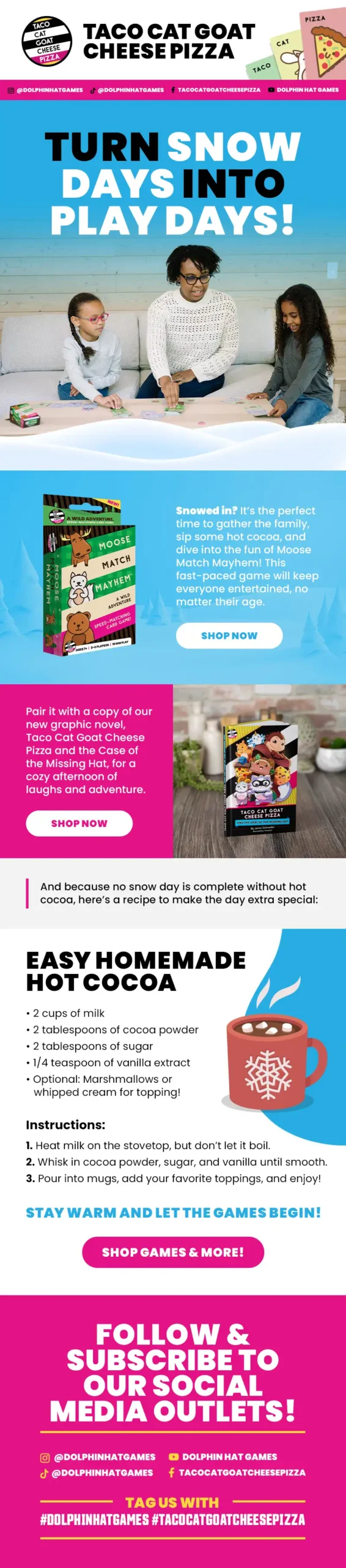 Taco cat goat cheese pizza email design