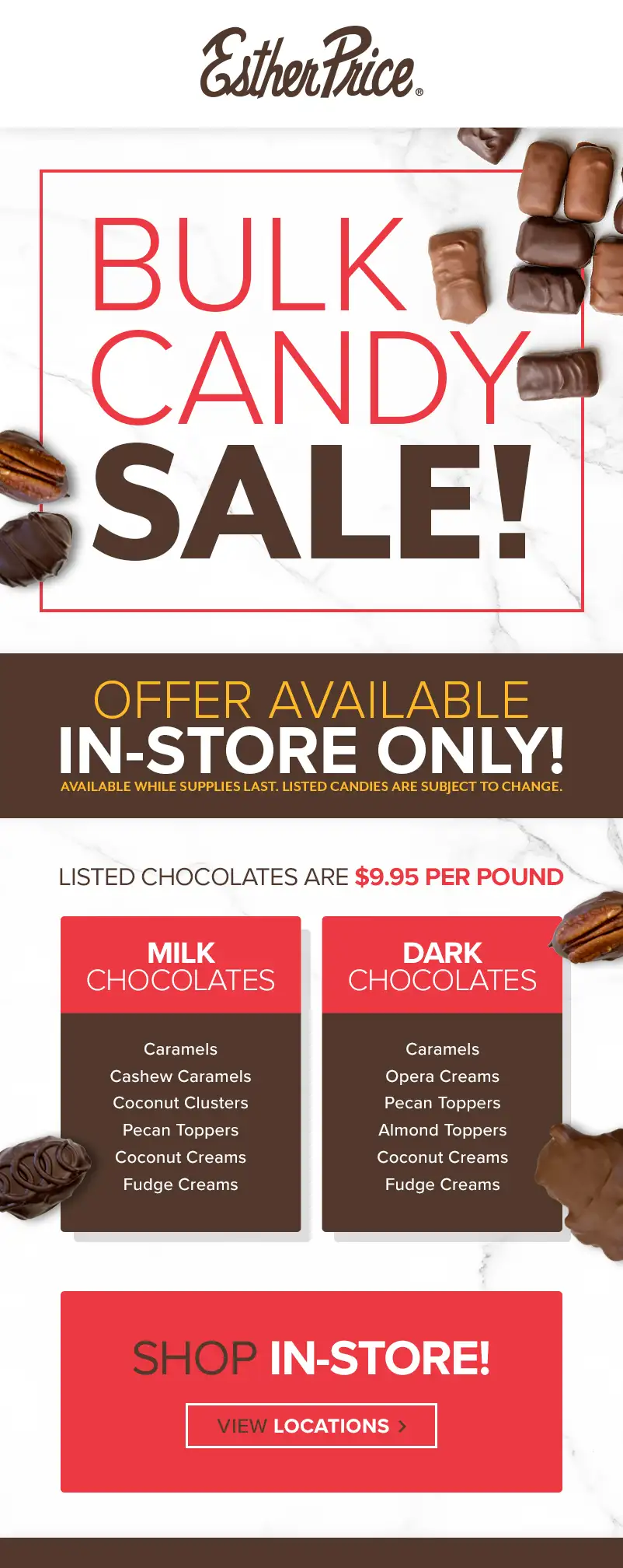 Esther Price chocolates email design