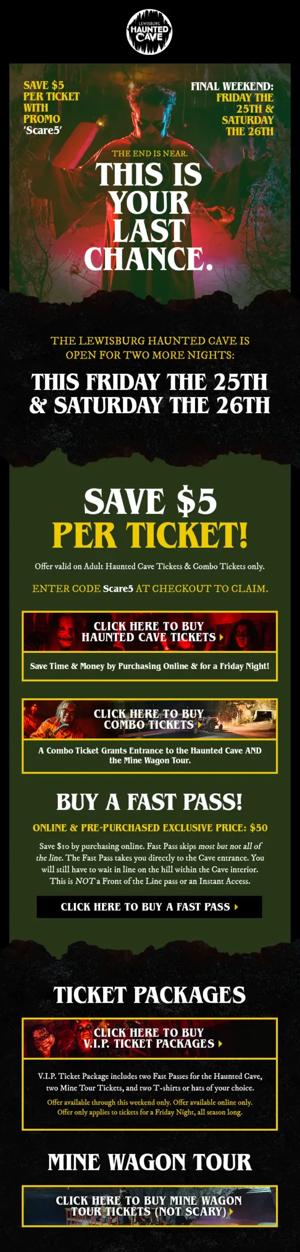 Lewisburg Haunted Cave email design