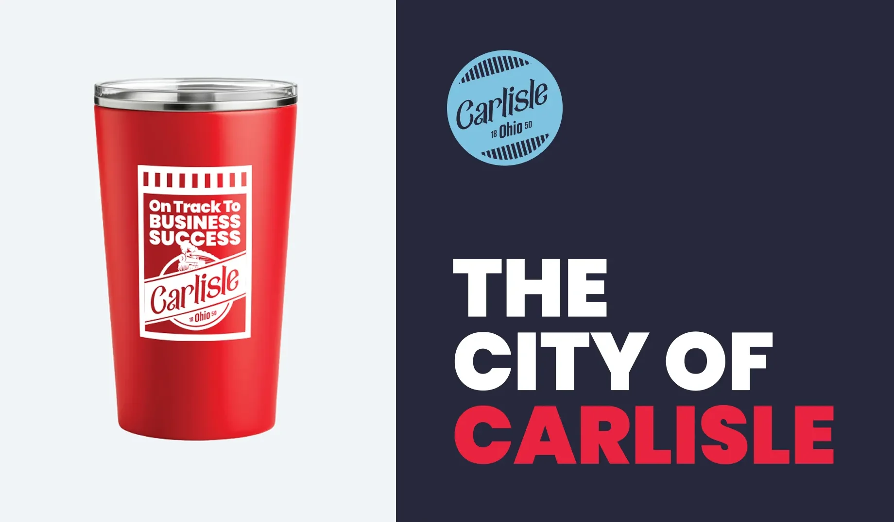 City of Carlisle tumbler merch with city logo