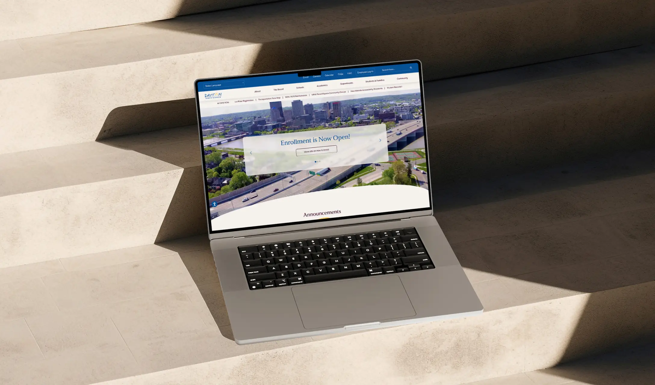 Dayton Public Schools website laptop view