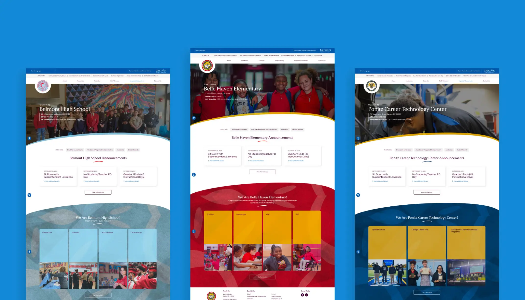 Dayton Public Schools school page designs