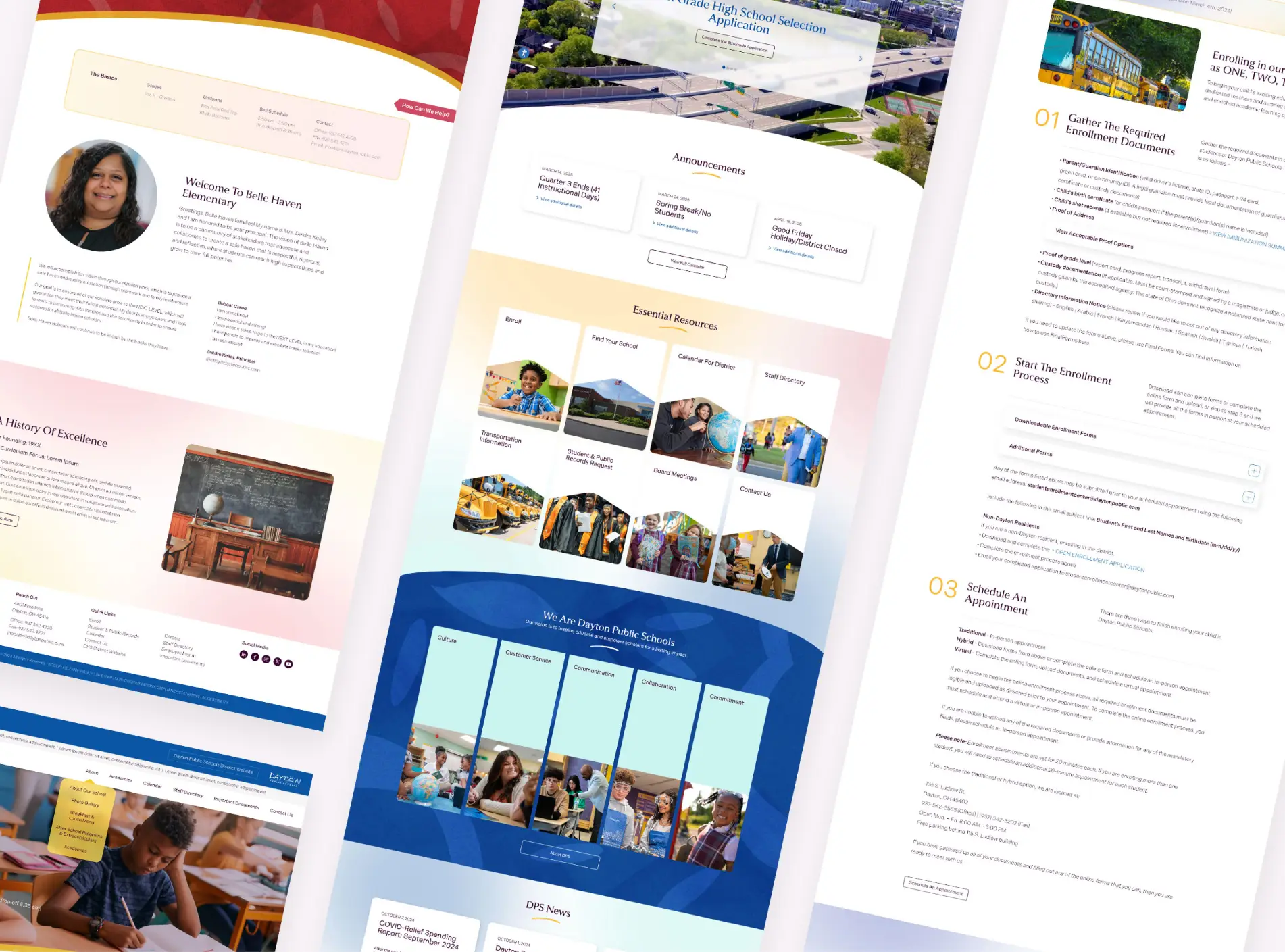 Dayton Public Schools various web design pages