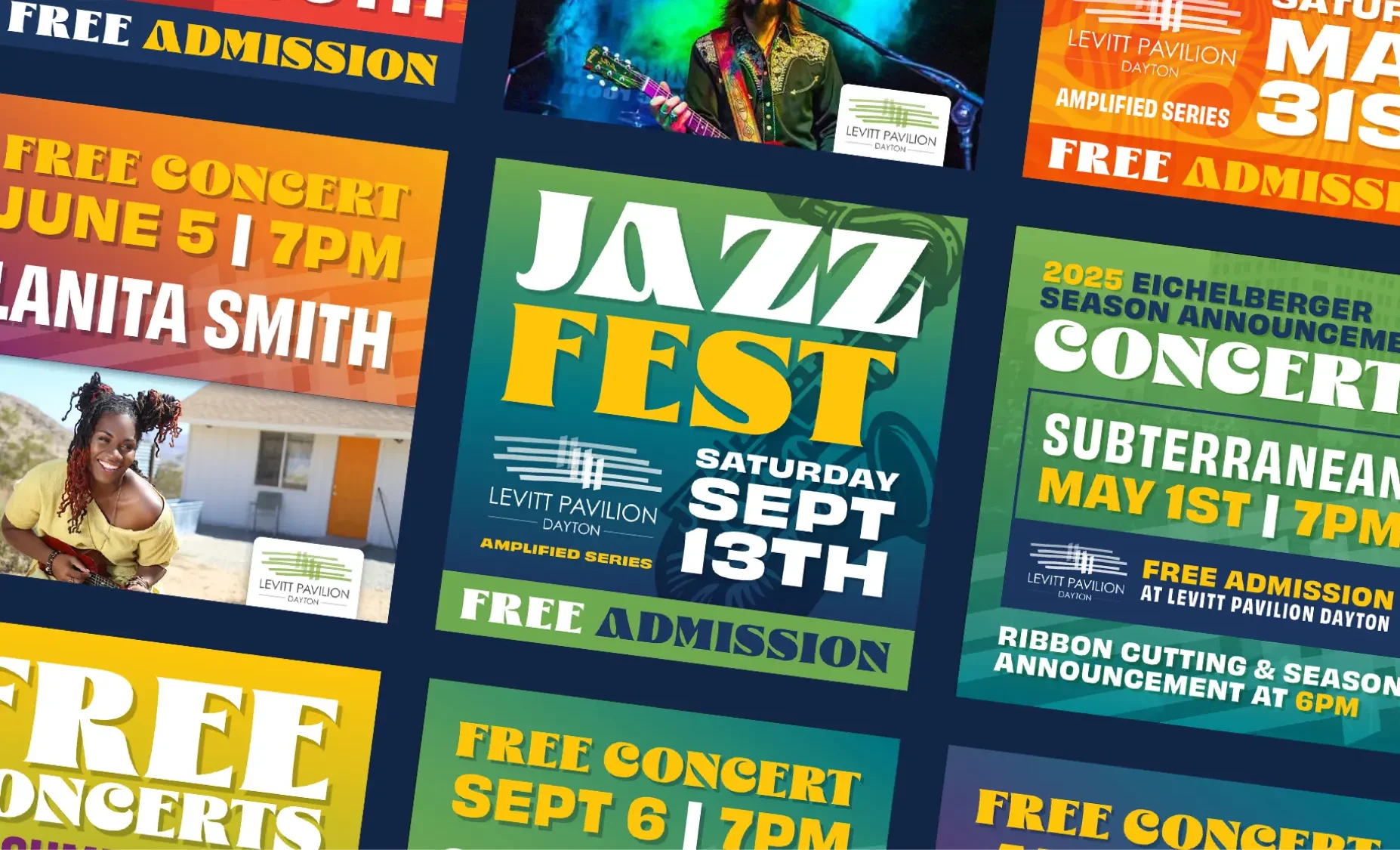 Levitt Pavilion Dayton concert marketing ad designs