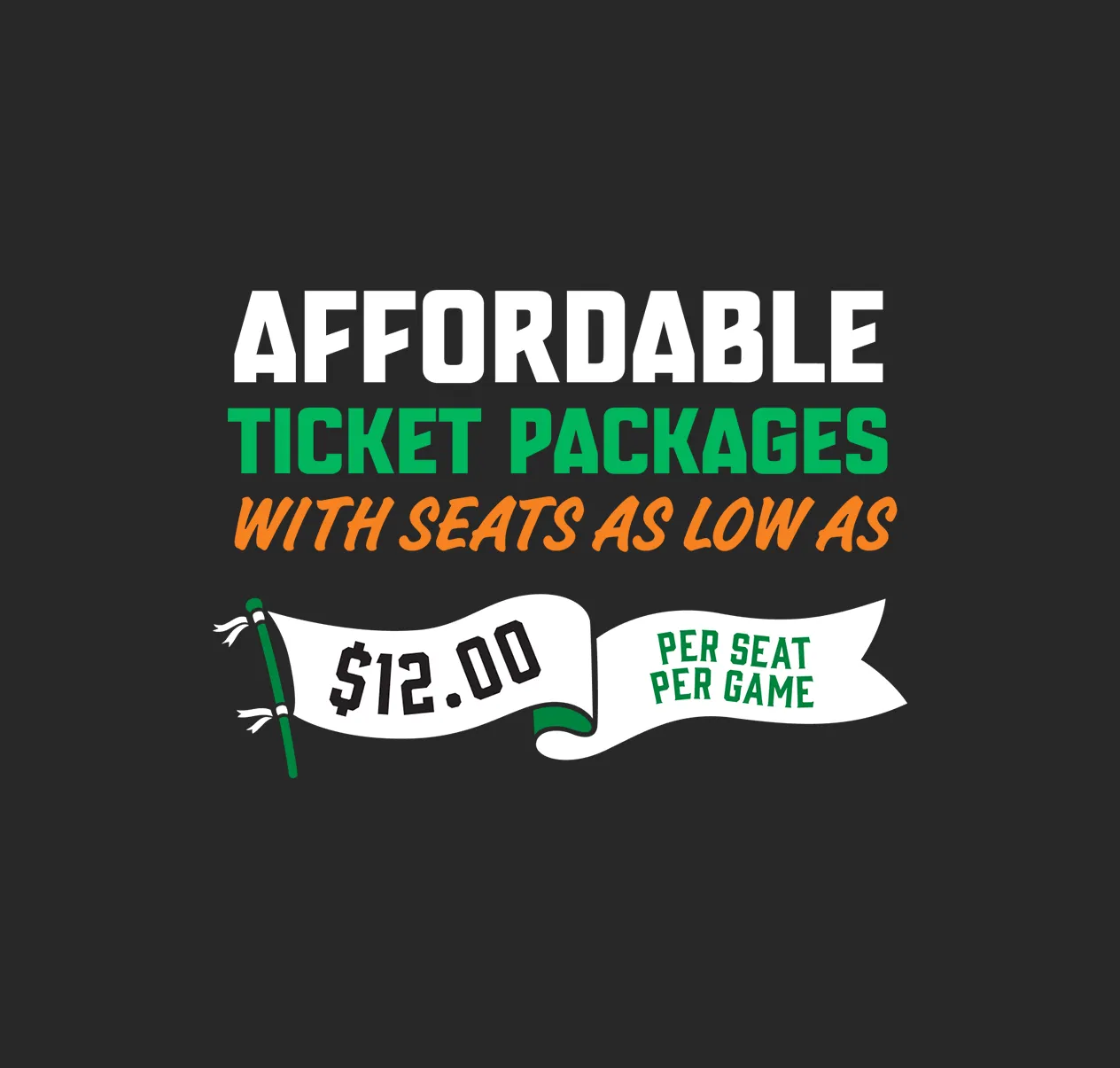 Affordable ticket packages with seats as low as $12.00 per seat per game marketing ad design