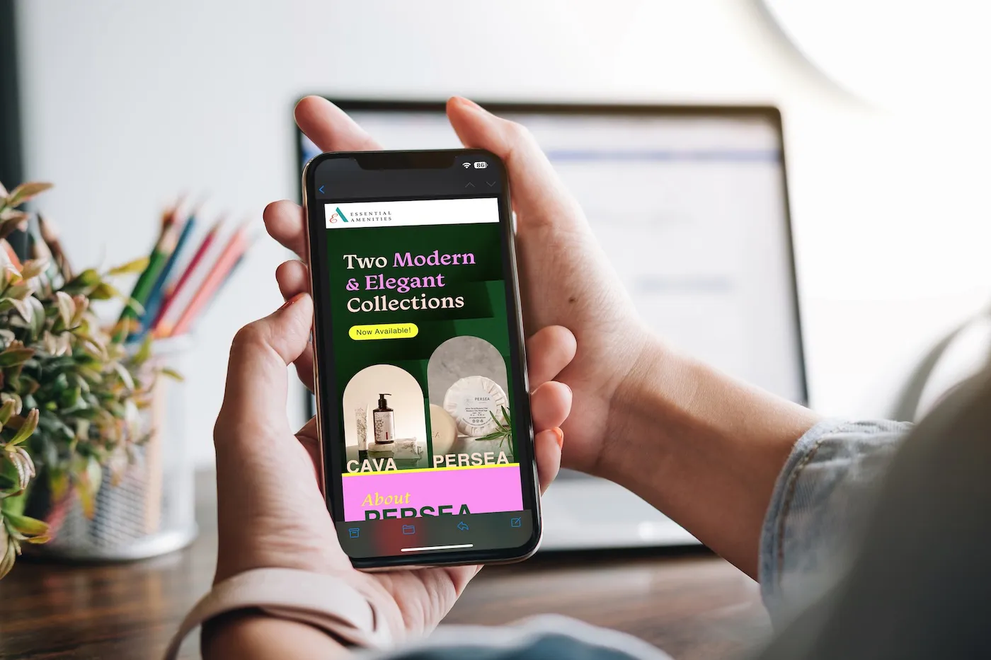 Email design being viewed on a mobile phone
