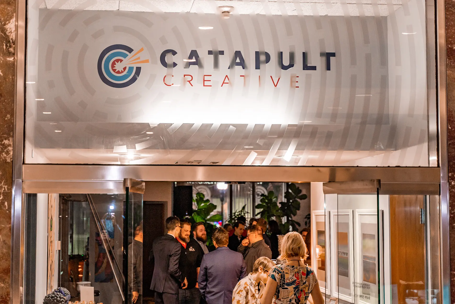 Catapult Creative 10 year anniversary party entry doors