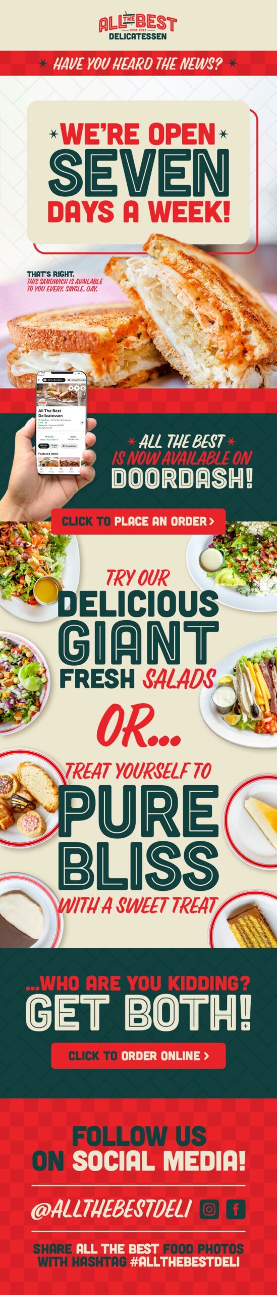All The Best restaurant email marketing design