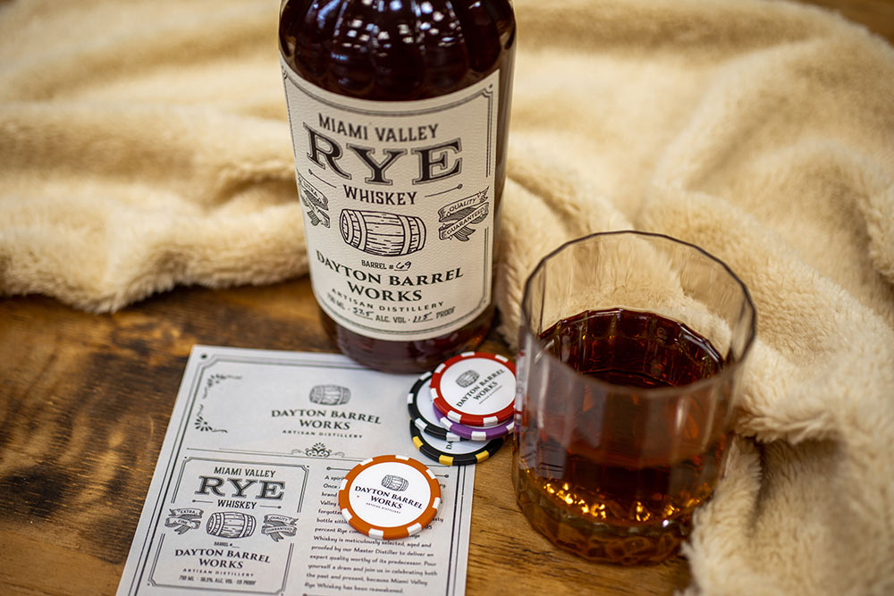 Dayton Barrel Company package design for Miami Valley Rye whiskey