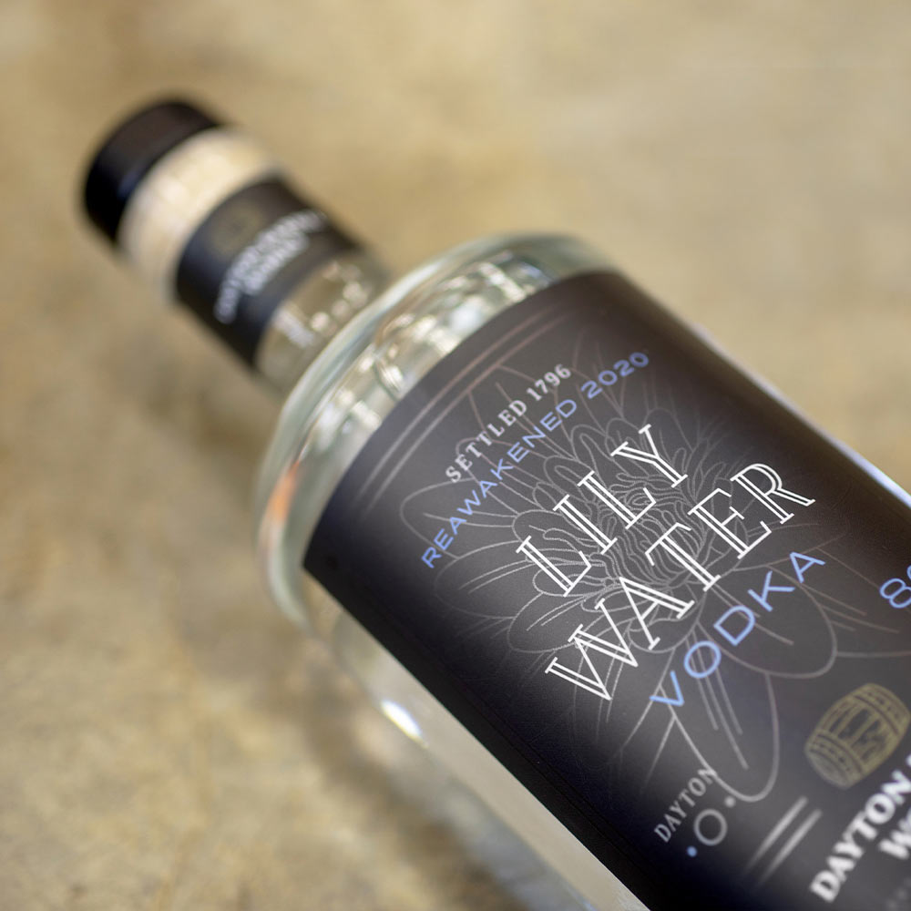 Dayton Barrel Company package design for Lily Water vodka